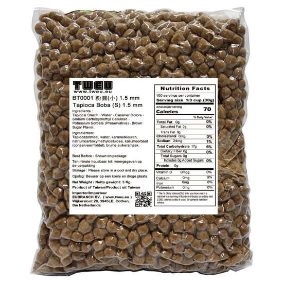 BT0001 Tapioca Boba (S) 1.5mm 3Kg