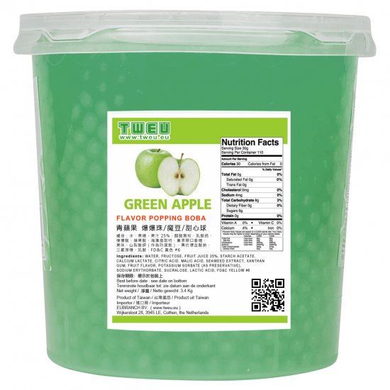 BT0329 Green Apple Popping Boba 3.4kg